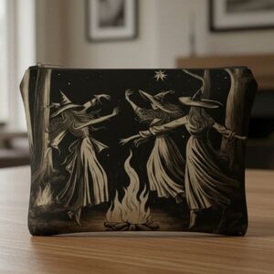 NWT Whimsical Cosmetic Bag With Dancing Witches Design